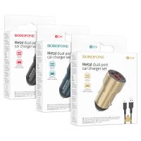 АЗУ Borofone BZ19, Wisdom, 12W, кабель Usb to Micro, золотой