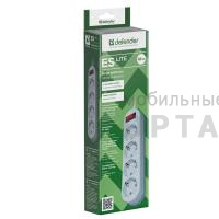 Сетевой фильтр DEFENDER ES Lite, 4 розетки, серый, 1.8 м. (1/45)
