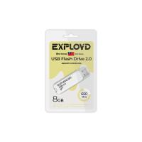Флешка USB 8 Гб Exployd 650, USB2.0, пластик, белый