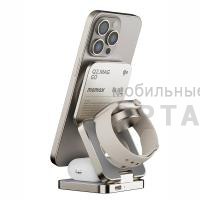 Беспроводная станция MOMAX Q2.Mag 3-in-1 Magnetic Wireless Charging Stand (Qi2 25W) Titanium