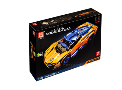 Конструктор детский MOULD KING 13098, спортивная машина, на пульте управления, 1883 детали, оранжевый