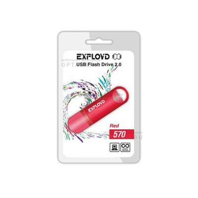 Флешка USB 8 Гб Exployd 570, USB2.0, пластик, красный