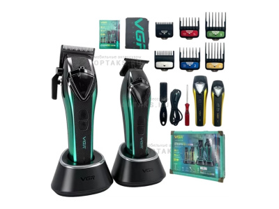 Набор для стрижки волос VGR Professional, V-883 S2, черный, зеленый